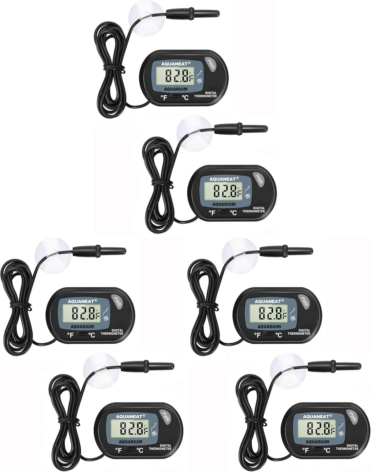 AQUANEAT 2 Pack Aquarium Thermometer, Fish Tank Thermometer - 2.3" (L) x 1.5" (W) (Pack of 3)