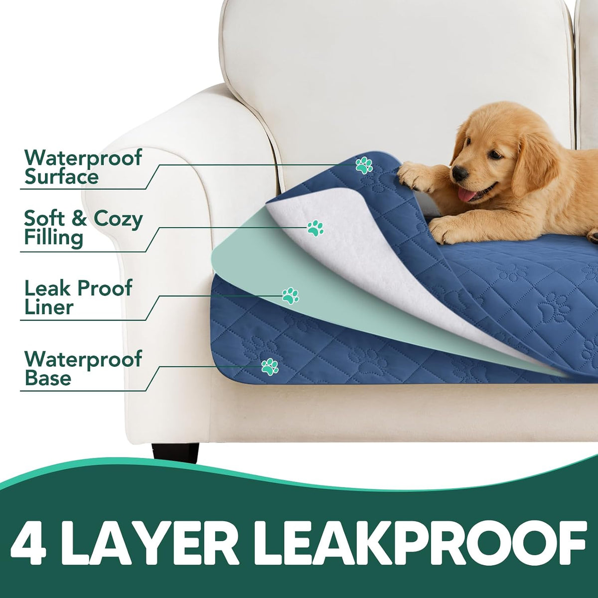 PAWFINITY Waterproof Dog Blanket for Couch - Blue / 68x82 Inch (Pack of 1) - image 4