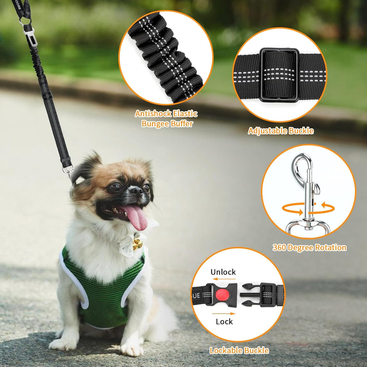 2 Pack Dog Seat Belt for Car, Headrest Restraint Safety Leads – Essentials for Dogs - Black / Elastic(With Buckle) - image 4