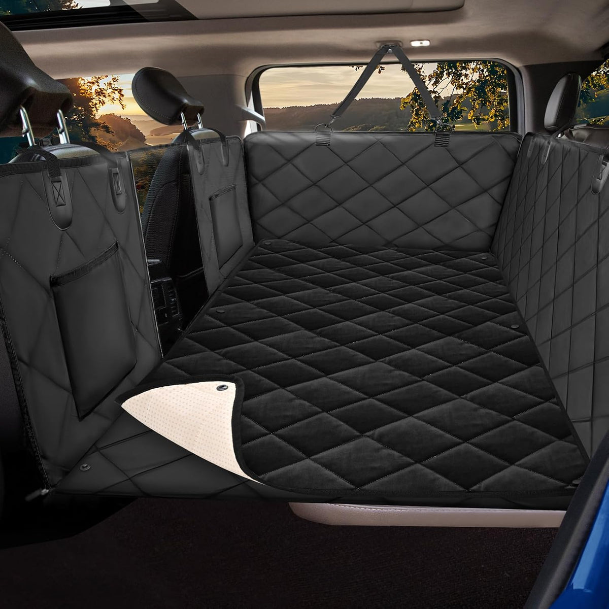 Back Seat Extender for Dogs - XL - for Full Size Crew Cab Truck / Full Size SUV / All Black