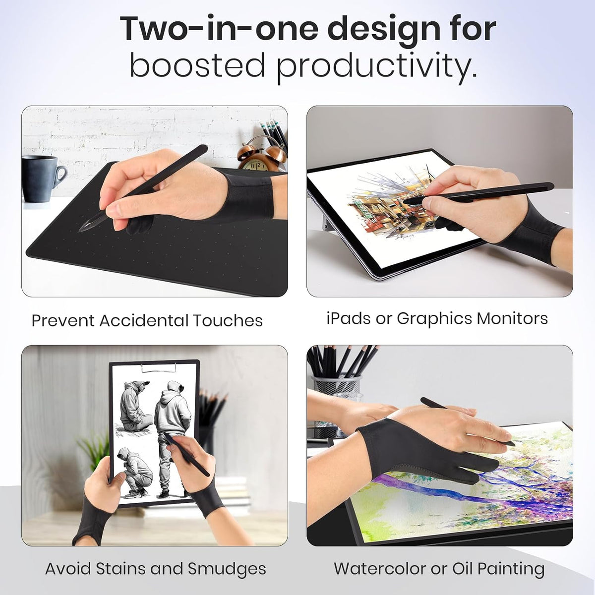 Artist Drawing Glove: 3-Layer Palm Rejection for iPad & Drawing - Midnight Ink(2 Pack) / Medium - image 4