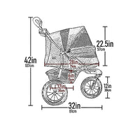 Pet Gear No-Zip NV Pet Stroller for Cats/Dogs, Zipperless Entry, Easy One-Hand Fold, Gel-Filled Tires, Plush Pad + Weather Cover Included, Black Spots