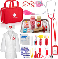 Doctor Kit for Kids, 36 Pcs Pretend Doctor Playset kit for Toddlers 3-5 with Medical Bag & Real - Red