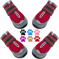 QUMY Dog Shoes for Large Medium Dog Boots & Paw Protectors for Hot - Red / Size 4: 2.2''x2.6''(W*L) for 31-40 lbs