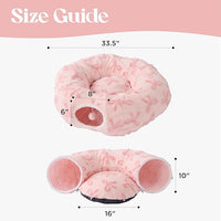 Lesure Cat Tunnel Bed for Indoor Cats - Cute Cat Donut Tunnel Toys with Washable Circle Cushion, Round Pet Peekaboo Cave Toy for Kitten/Puppy/Rabbit, Standard Pink Taffy