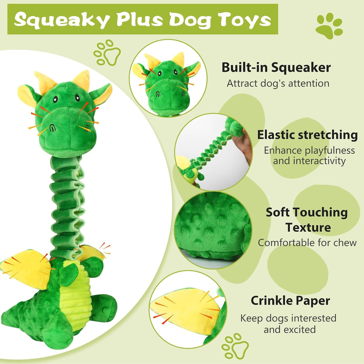 Dog Toys 3-Pack Cute Duck Shapes Puppy Toys No-Stuffing Squeaky - Green / Pterosaur - image 2