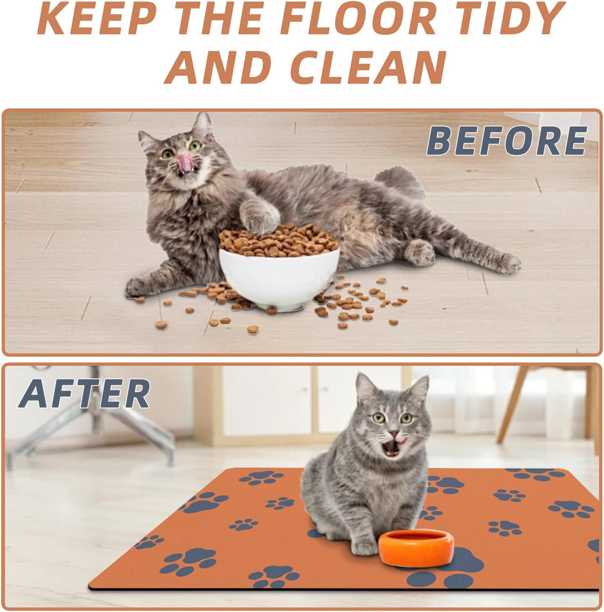 18"×30" Dog Food Mat-Absorbent Dog Mat for Food and Water - Orange-JY / 16"L x 24"W - image 4