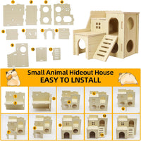 Uncle Yang Tiny Hamster Maze Wood House with Slide House – Essentials for Small Pets - image 3