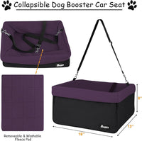 Jespet Dog Booster Seat for Cars, Travel Carrier with Seat Belt – Essentials for Dogs - Purple-16 L x 13" D x 9" H - image 4