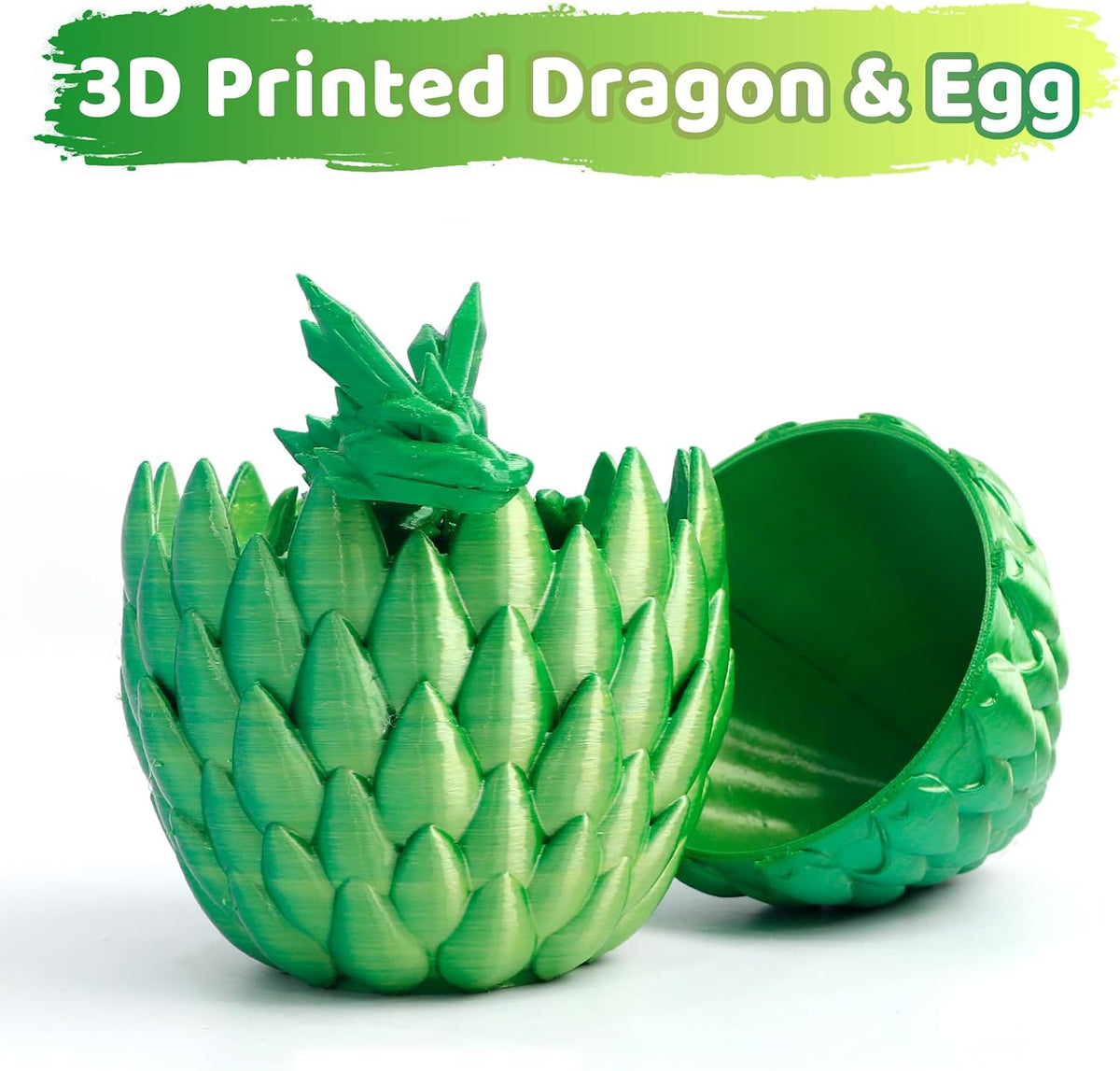 3D Printed Dragon Egg, Large 12" for Kids, Dragon Lovers - Yellow Mix Green - image 3