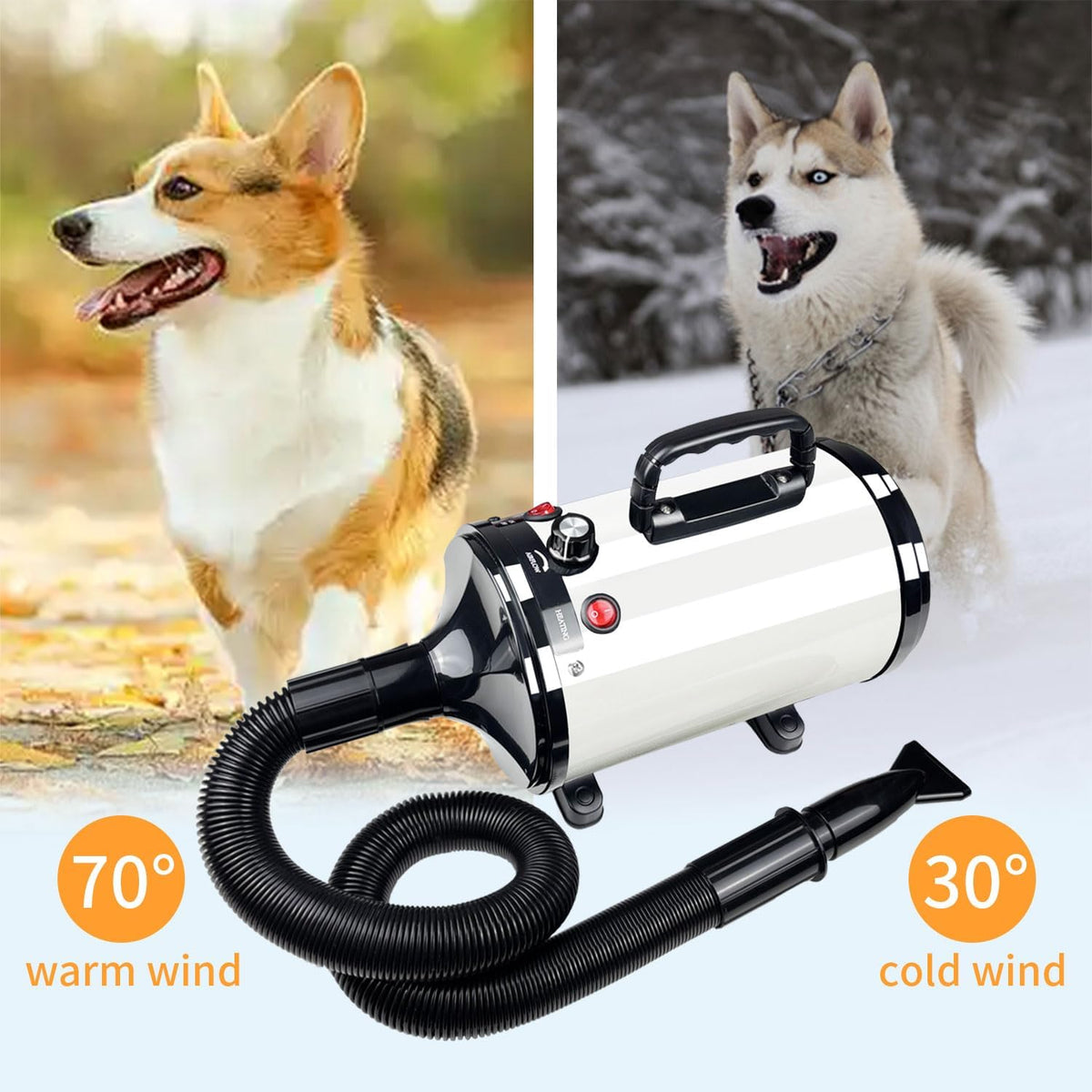 Dog Dryer High Velocity Professional Pet Grooming Dryer – Essentials for Dogs - White Black - image 3