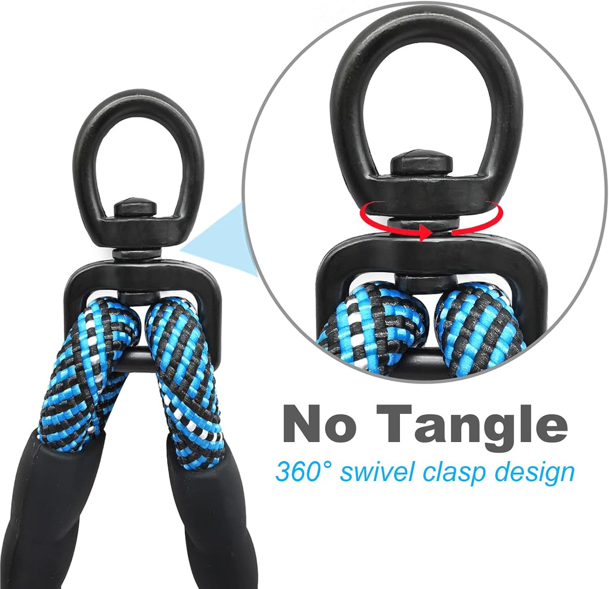 Double Dog Leash Coupler Heavy Duty Extension Rope for Two Large Dog – Essentials for Dogs - Large (1/2"D x 33"L) / Blue - image 2