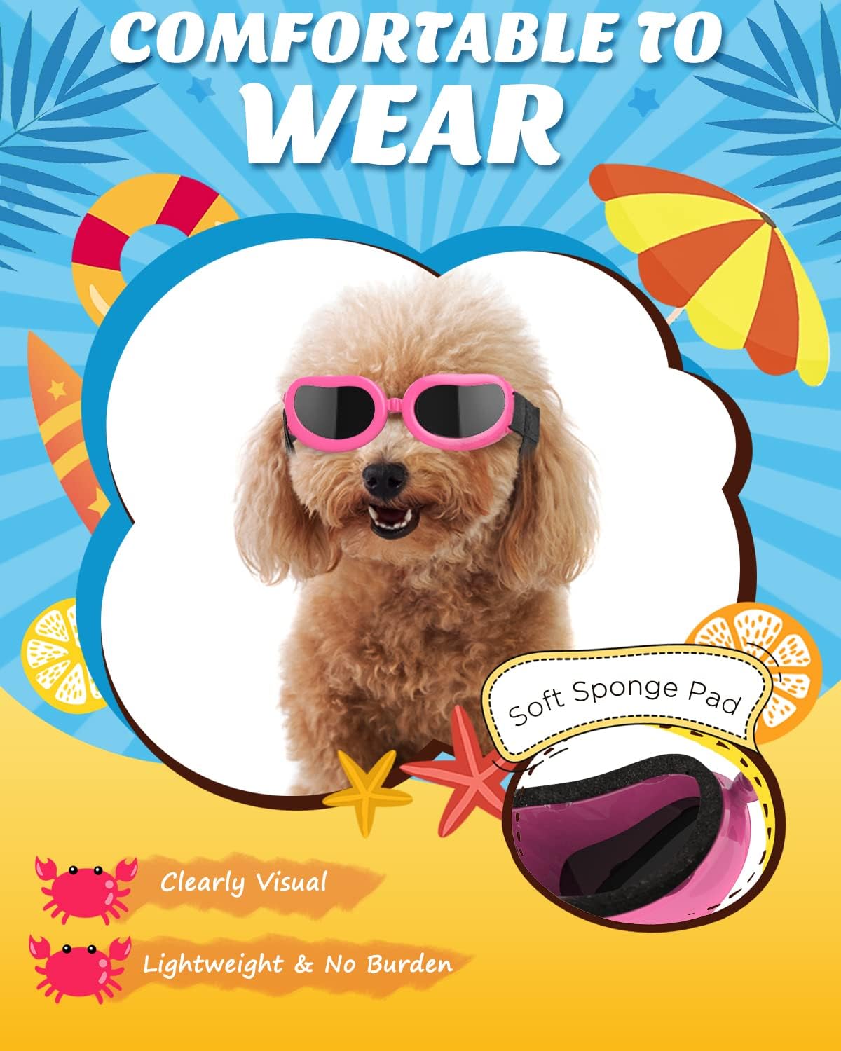 Lewondr Small Dog Sunglasses UV Protection Heart Shape Dogs Goggles - Pink / Solid - image 4