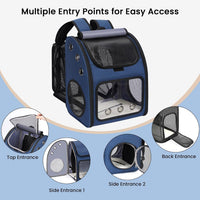 Expandable Cat Backpack Carrier for Small Cats/Dogs Airline Approved – Essentials for Dogs - Blue-Standard - image 4
