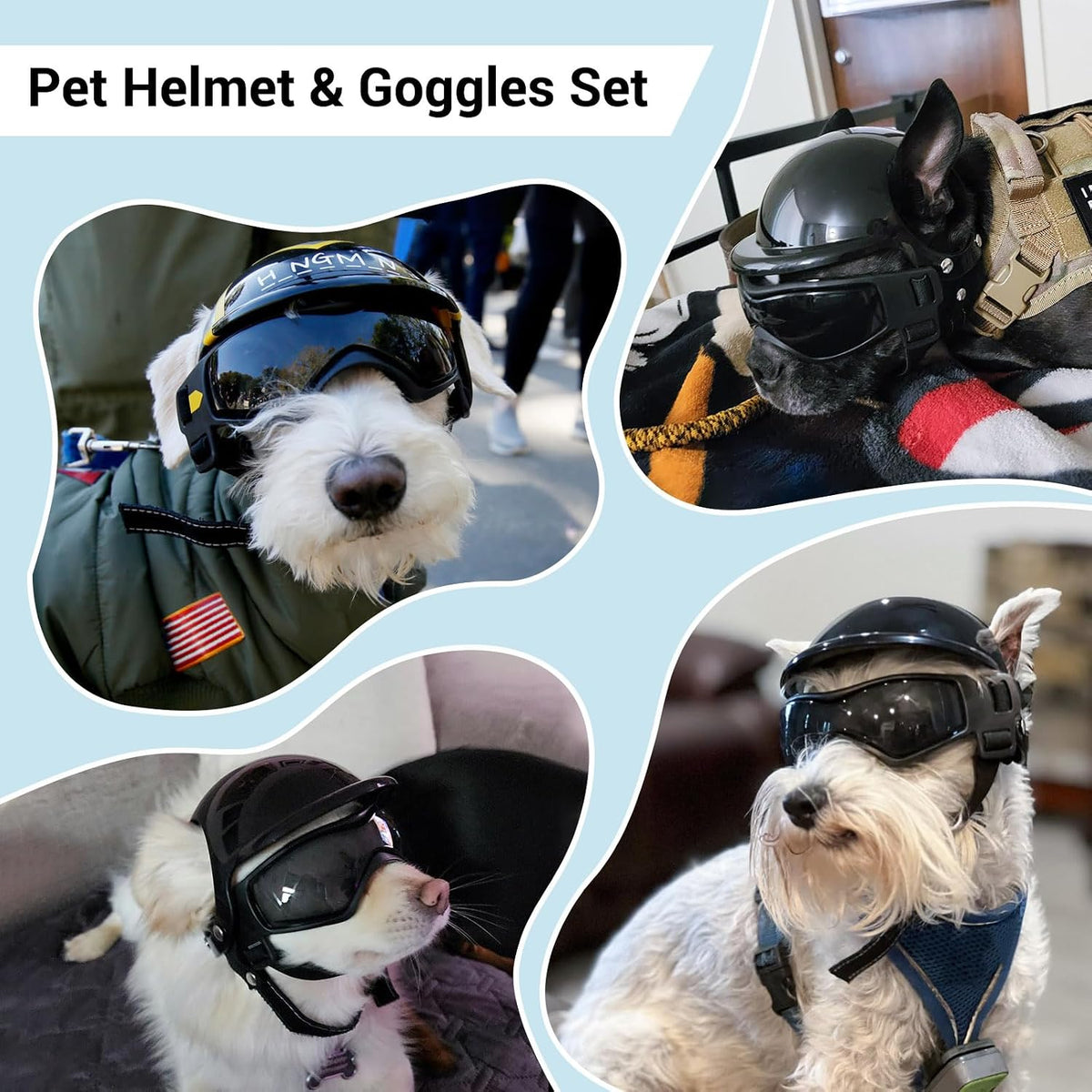 Dog Helmet and Goggles for Small Dogs - Small-(Black+Black) - image 3