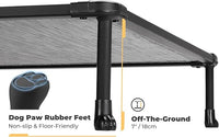 Veehoo Chewproof Elevated Dog Bed - Cooling Raised Pet Cot, Breathable Mesh, Washable & Non-Slip for Large Dogs, Indoor/Outdoor, Black Silver Mat and Black Frame, 42x30inches (Model CWC2203A03)