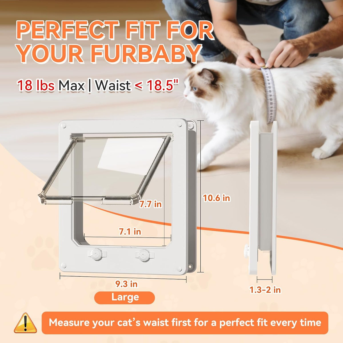 LIBBEPET Cat Door Interior Door - L - Inner Size: 7.1"W x 7.7"H - image 2