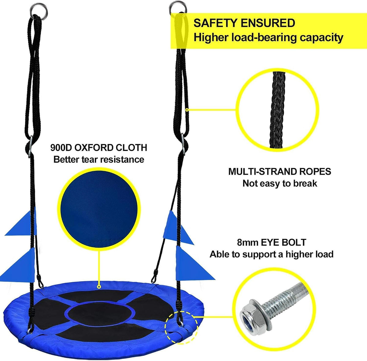 PACEARTH 40 Inch Saucer Tree Swing Flying 600lb Weight Capacity 2 - Blue / 40 IN - image 2