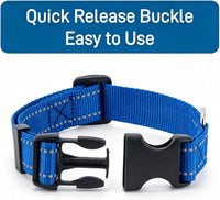 Dog Collar for Small Medium Dogs with Buckle - Dark Blue / Large - image 4