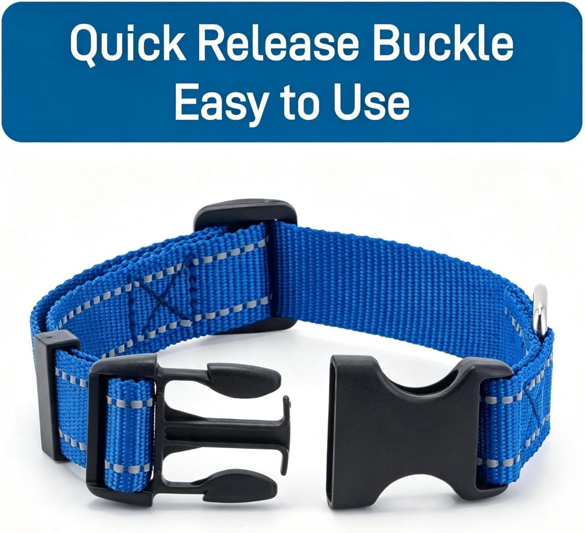 Dog Collar for Small Medium Dogs with Buckle - Dark Blue / Large - image 4