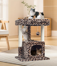 Syandlvy 27 inch cheetah print cat tree with plush perch and two sisal scratching posts - view 2
