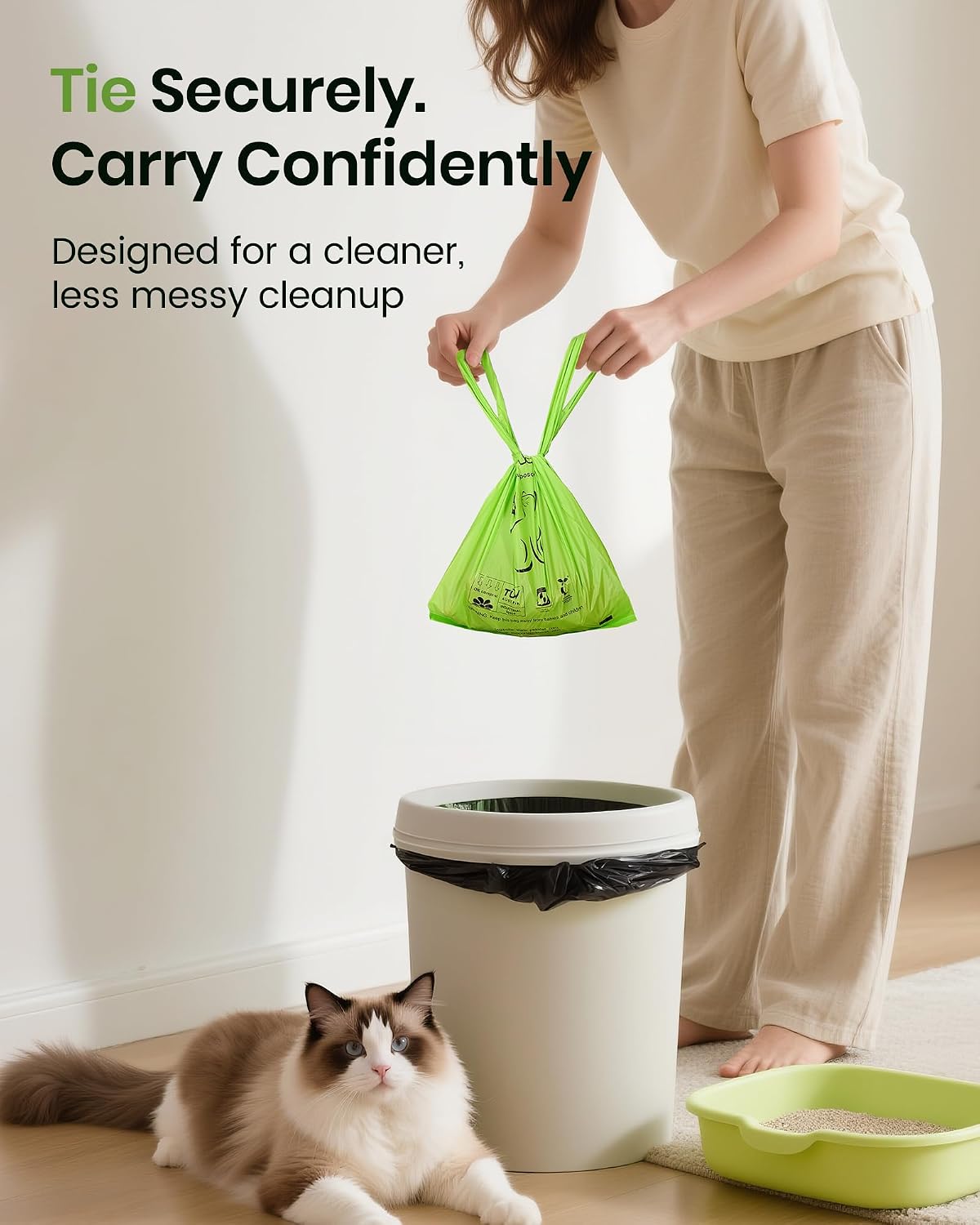 Cat Litter Bags for Poop Biodegradable Cat Waste Disposal Bag - new-green - image 2