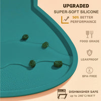 Cat Food Mat, Silicone Non Slip Dog Bowl Mat Waterproof Cat Feeding Mat Stop Food Spills and Water - Marrs Green / 20"L x 12"W - image 3