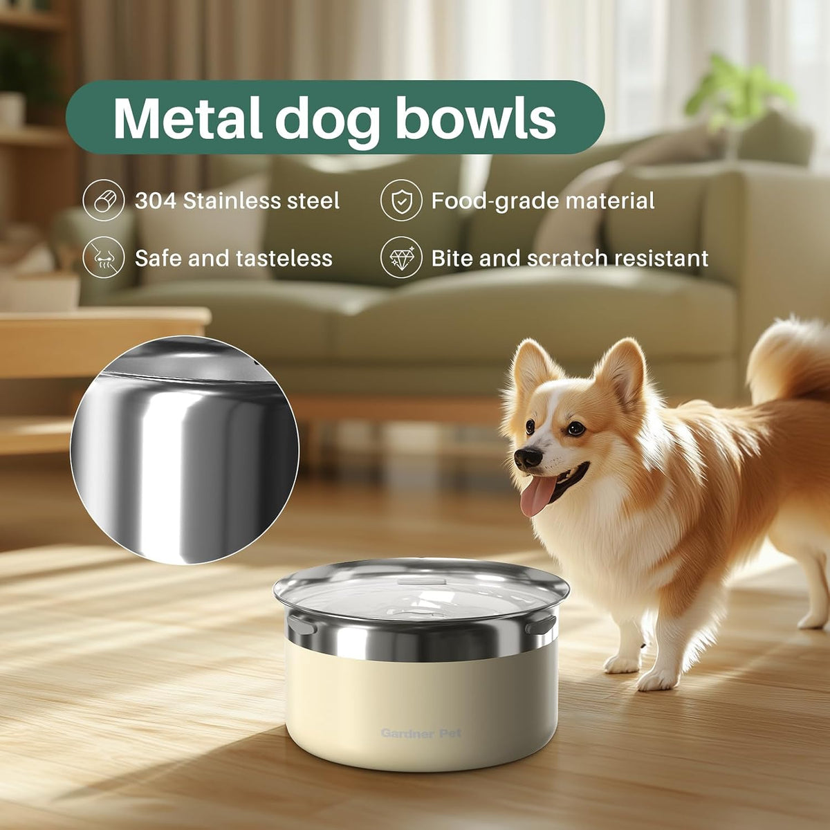 Gardner Pet Dog Bowls 1 Gallon Stainless Steel Dog Water Bowl – Essentials for Dogs - White / Large (3.85L) - image 4