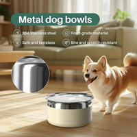 Gardner Pet Dog Bowls 1 Gallon (3.85L) Stainless Steel No Spill Water Bowl, Slow Water Feeder Metal Dog Bowls, Spill Proof Water Dispenser for Large Dogs, Promotes Healthy Hydration(White)