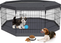 PEEKABOO Foldable Rustproof Dog Playpen with Door, 8 Panels 24"H – Essentials for Dogs - 8 Panels 24"H x 24"W Playpen+Bottom+Top Cover