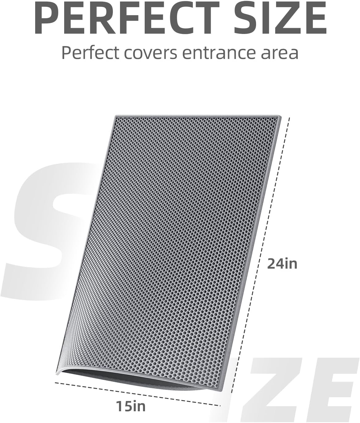 ESTHELLO Cat Litter Mat Honeycomb Double Layer Design 24’’ x 15’’ Gray – Daily Care for Cats - Gray / 24x15 Inch - image 2