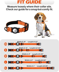 TagME Airtag Dog Collar,Waterproof Reflective Pet Collar with Airtag Holder,Soft Padded and Double D-Rings for Puppy,Orange