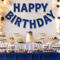 Pre-Strung Happy Birthday Banner - Navy Blue - image 2