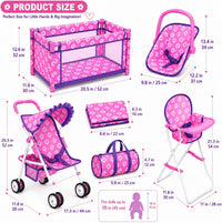 fash n kolor 4 Piece Doll Play Set, Includes - Pink & Purple Floral - image 3