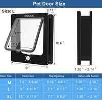 CEESC Medium Cat Door for Interior/Exterior, for Pets <15.75" - L- Inner size: 7.1"(W) x 7.7"(H) / Black - image 2