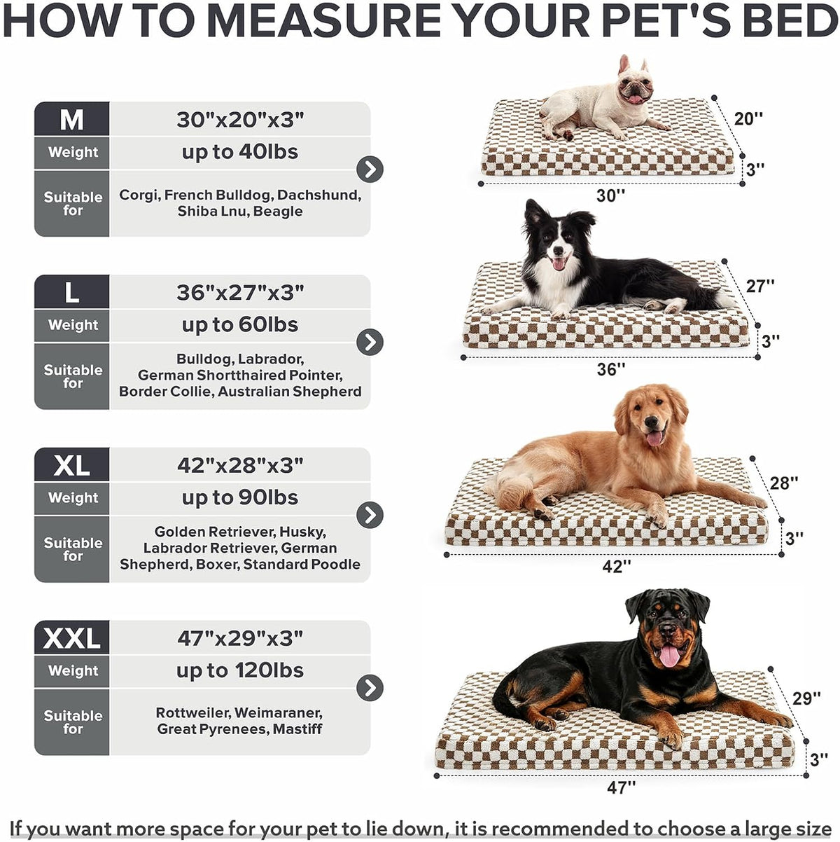 JOEJOY Dog Bed for Large Dogs - L (36x27) / Brown - image 2
