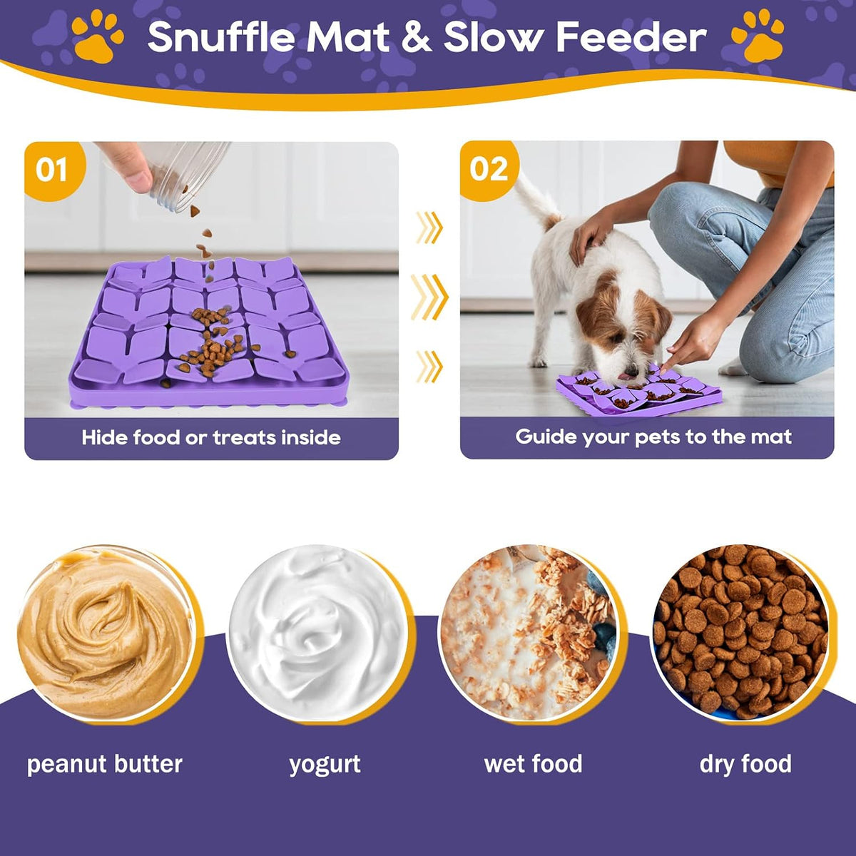 Silicone Snuffle Mat for Dogs, Blue - A(8"x8")-Purple - image 2