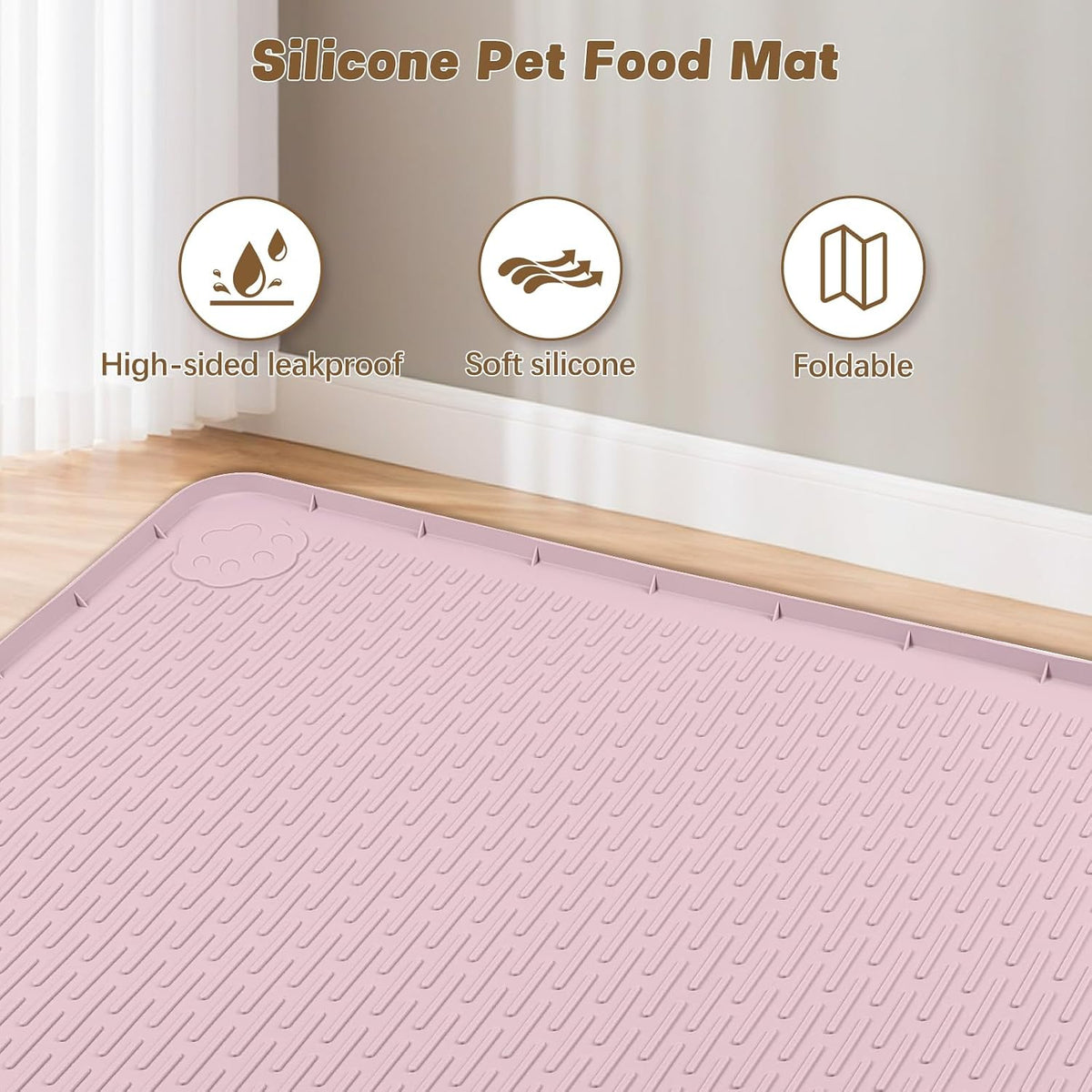 Cat Food Mat Extra Large Silicone Pet Bowl Mat 40''x28'' - Pink / 40"L x 28"W - image 3