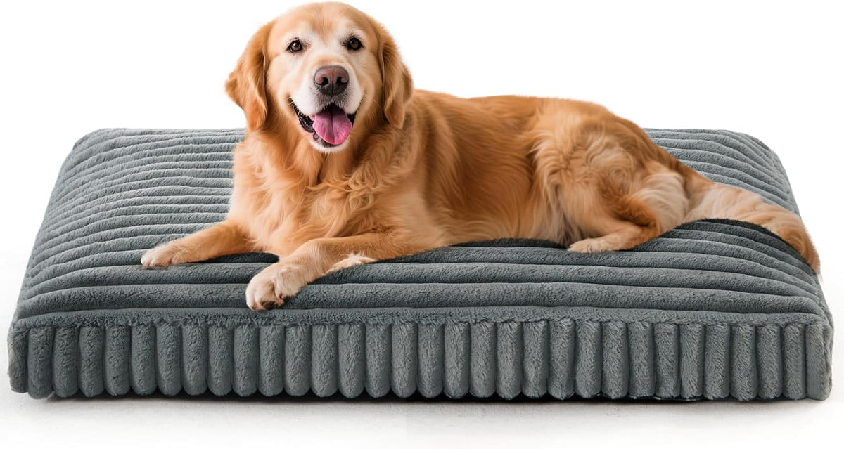 FURTIME Dog Beds Large Sized Dog, Washable Dog Bed for Crate - Grey / XL(42"x27"x4")