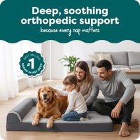 Furhaven Orthopedic Dog Bed for Large Dogs w/ Removable Bolsters - Jumbo / Stone Gray - image 2