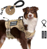 No Pull Tactical Dog Harness Medium Sized Dog, Service Dog Vest - X-Large(Chest:28.3-47.2",Neck:22.8-30.7") / Brown