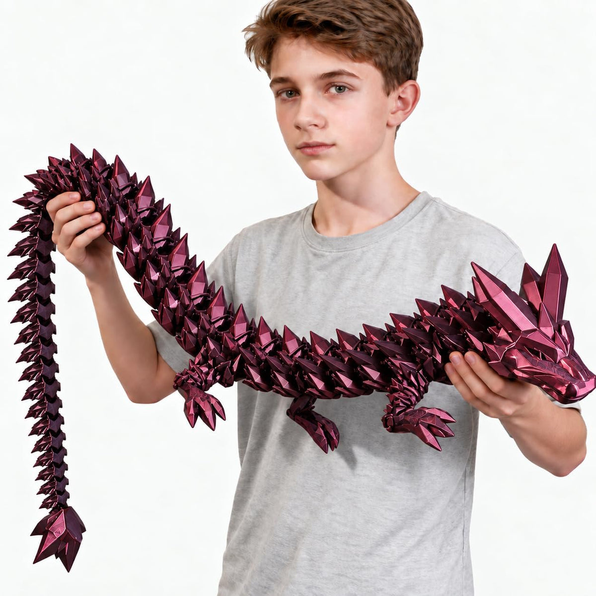 24" Large 3D Printed Dragon - Red Black / 47 inch