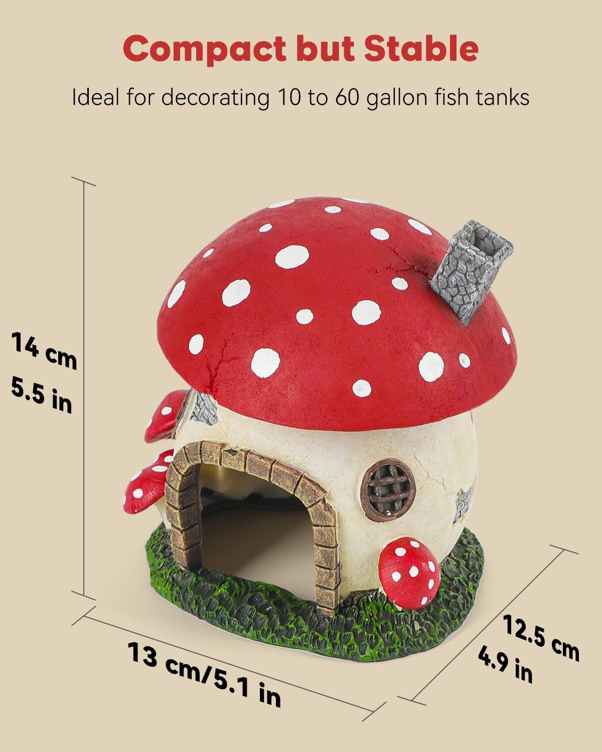 Uniclife Aquarium Mushroom House - Resin Large Mushroom - image 2