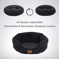 Bedsure Small Dog Bed Washable, Round Cat Beds for Indoor Cats - 20"L x 19"W x 6"Th / Black - image 4