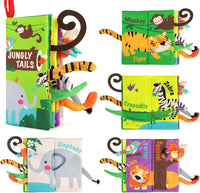 beiens Baby Books Toys, Tummy Time Touch and Feel Sensory Toys for Infant – Fun for Kids & Family - Jungle Tails-1 Book