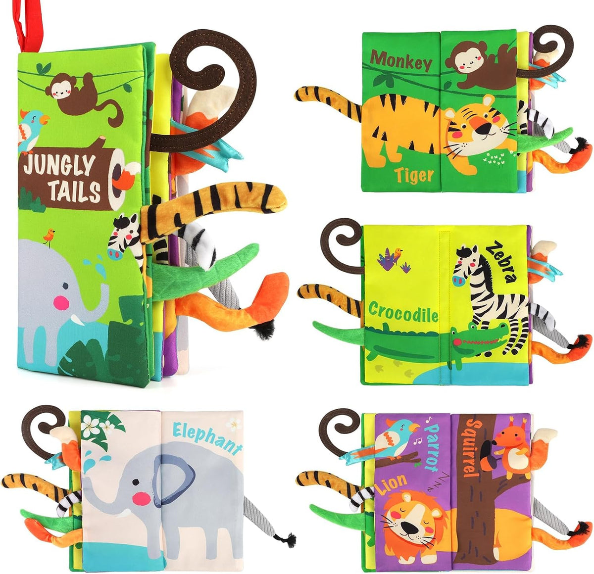 beiens Baby Books Toys, Tummy Time Touch and Feel Sensory Toys for Infant – Fun for Kids & Family - Jungle Tails-1 Book