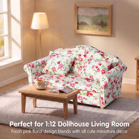 Cutemini white 1/12 scale dollhouse loveseat couch with pillows - view 15