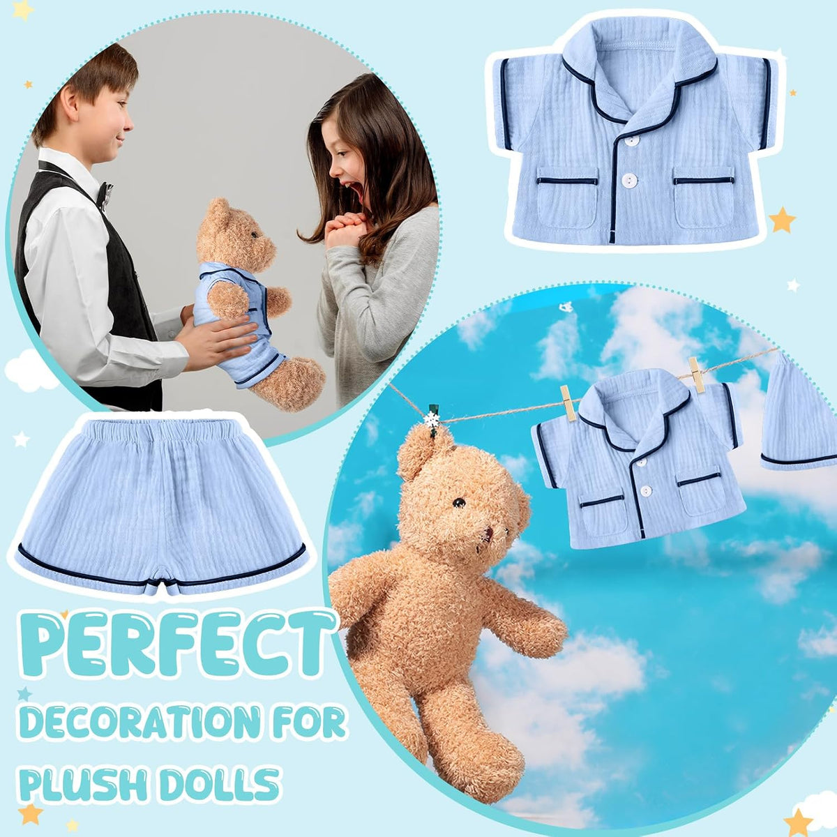 Hungdao Bear Pajamas Clothes for Make Your Own Animals - Blue - image 4