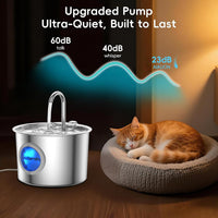 Stainless steel cat water fountain, 2.2L with water-level window and 3-stage filter - view 4