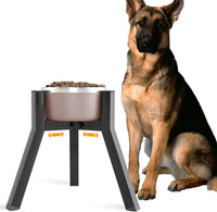 SHAINFUN Adjustable Metal Raised Stand for Large & XL Breeds - Black-FM / Height: 11", Width: 7-10.6"